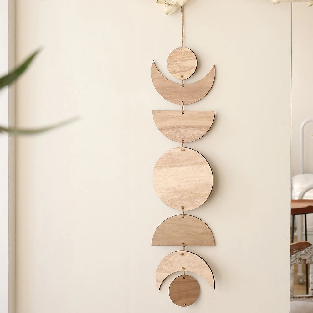 Wooden Moon Phase Garland Wall Decor