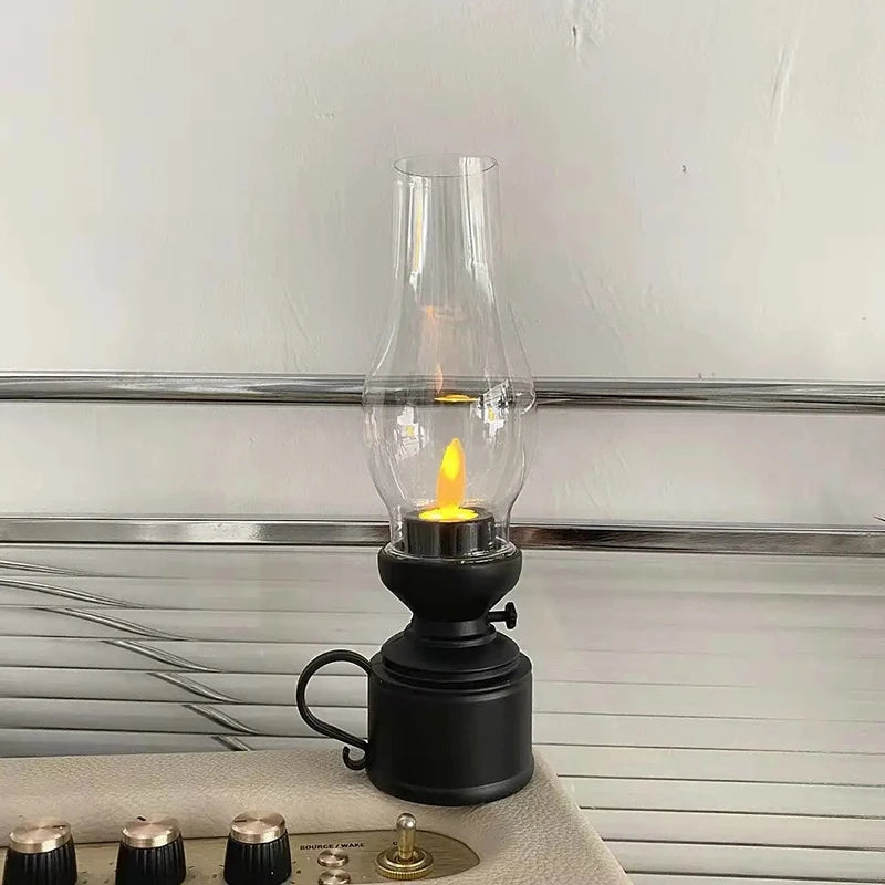 Retro Candle Lamp Flameless Candlestick Night Light